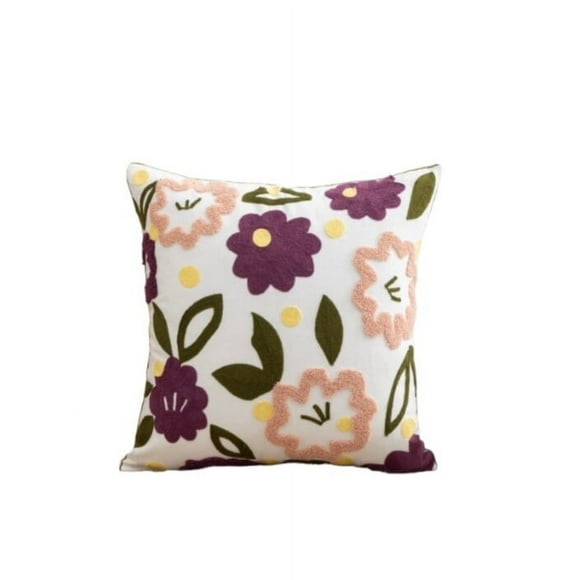 Cojín Bordado 45x45 Cm Flores Purpura