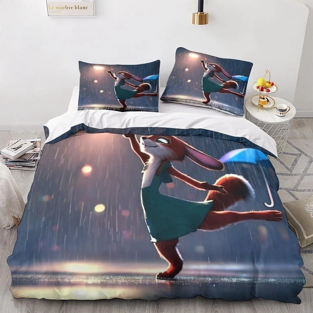 Zootopia Zootropolis Bed Cover Set,Duvet animal Bed Linen,3d Children Bedding Set,3-Piece1Bed Cover,King Size Bed Sheets