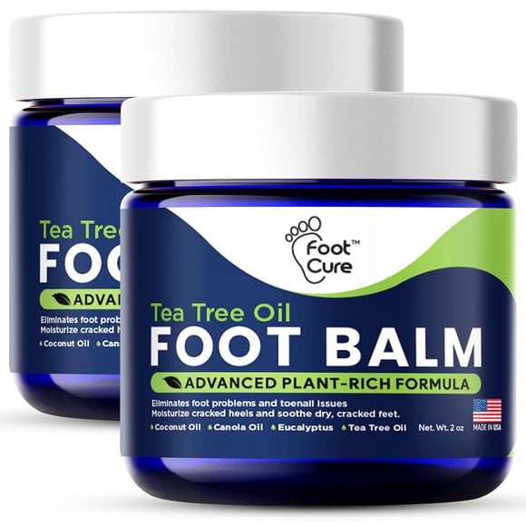 Bálsamo para pies FOOT CURE, hidratante y aceite de árbol de té, 2 unidades, fabricado en EE. UU.