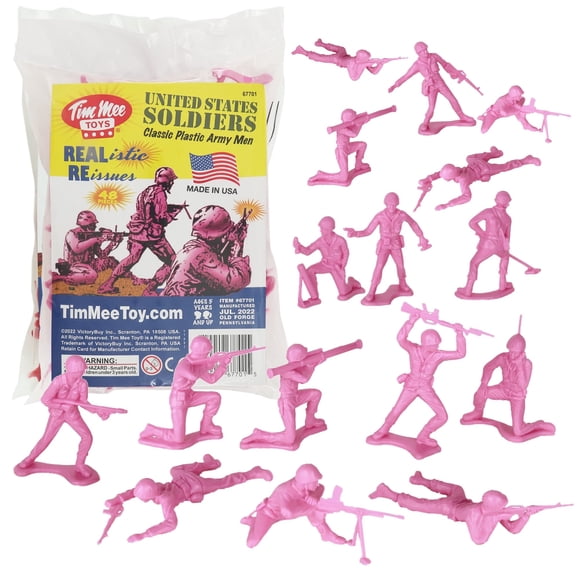 Toy Soldiers TimMee Plastic Army Men, rosa, 48 piezas, fabricado en EE. UU.