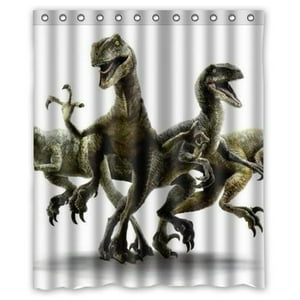 Pinghai - Cortina De Ducha Jurassic World, Juego De Cortina De Baño Con Ganchos, Tamaño 60 X 72 Pulgadas