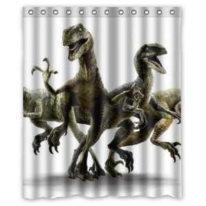 Pinghai - Cortina De Ducha Jurassic World, Juego De Cortina De Baño Con Ganchos, Tamaño 60 X 72 Pulgadas
