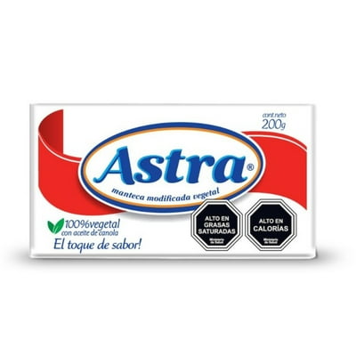 Manteca Hidrogenada Vegetal Tradicional 200 G Astra