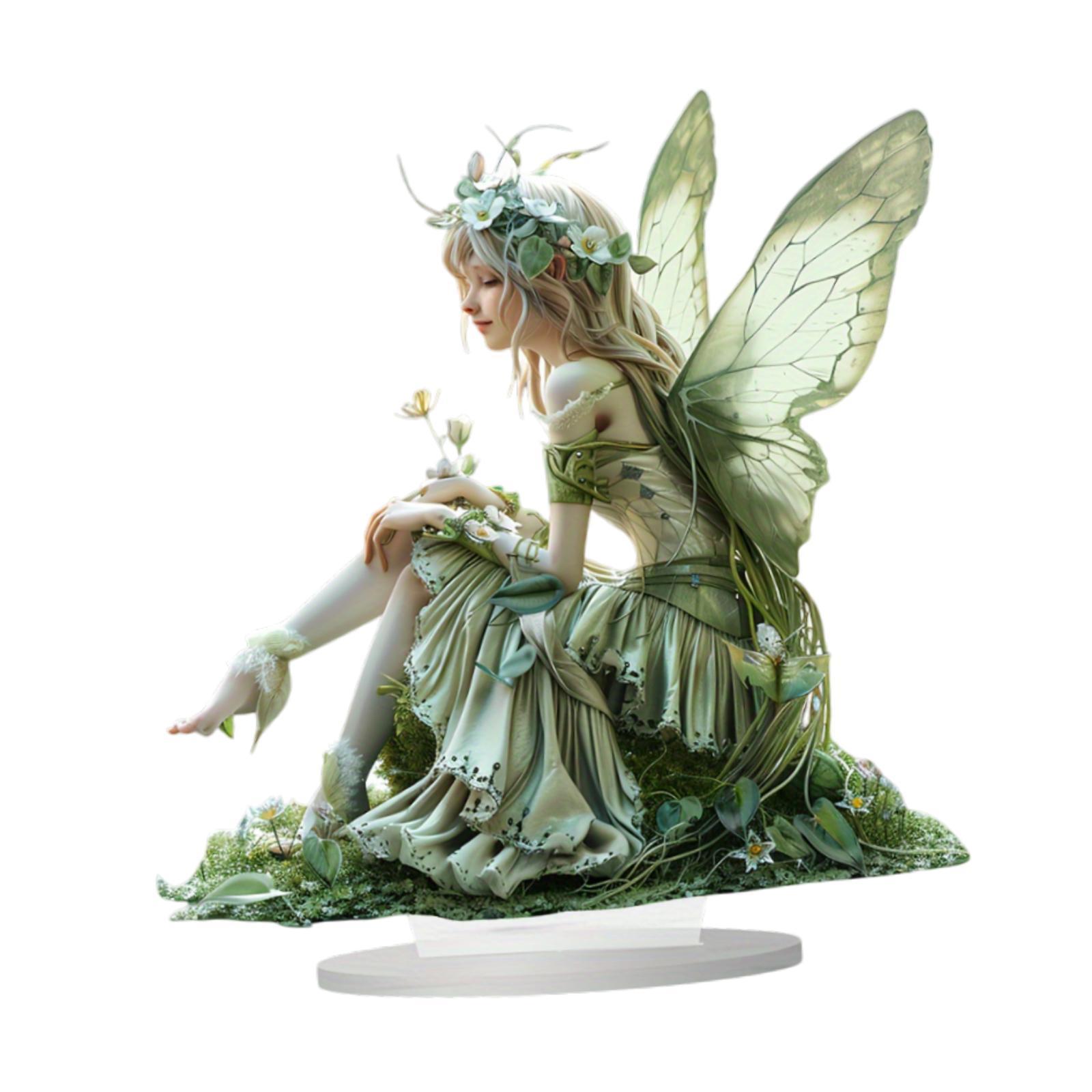 Magideal - Señal De Acrílico En Forma De Hada 2D Con Decoración Base Figura Figura Figura Placa De Regalo De Regalos Para La Oficina De La Oficina Festival De La