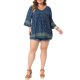 thumbnail image 2 of Agnes Orinda Blusas de Talla Grande para Mujer Estilo Bohemio Escolar Universitario con Estampado Floral Escote en V Manga 3/4 Top Elegante Casual para Trabajo Túnica 2X Azul, 2 of 6
