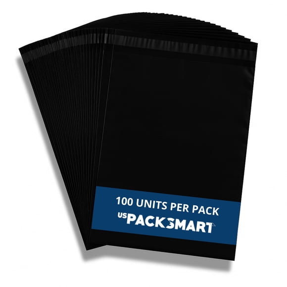 Sobres de polietileno US PACK SMART 30 × 38 cm, paquete de 100, color negro