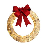 Magideal - Corona Navideña, Corona Led, Decoración De Pared Para Inauguración De La Casa, Coronas De Flores Rústicas, Corona Para Puerta Delantera, Para Porche, Oro 30Cm