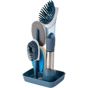 Veat00L - Set De Cepillos De Cocina Con Dispensador De Jabón Integrado - Incluye Soporte Y 3 Cepillos - Ideal Para Limpieza De Ollas, Sartenes, Platos Y Baños