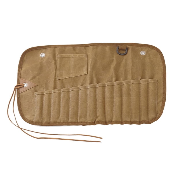 Bolsa de almacenamiento de vajilla para exteriores, rollo de cubiertos, contenedor portátil, organizadores de cubiertos para playa, senderismo, cocina 14 hoyos