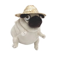 Magideal - Divertido Juguete De Peluche Animado Con Sombrero De Paja, Muñeco De Peluche Respetuoso Con La Piel De Pug, Animal De Peluche Para Decoración De Sofá,