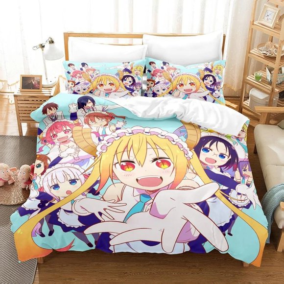 Kawaii Girl Miss Kobayashi's Dragon Maid Bedding Setthree-piece set Adult Kid Bedroom Duvet cover Sets Home Textiles