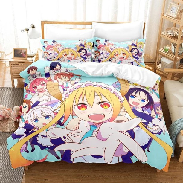 Kawaii Girl Miss Kobayashi's Dragon Maid Bedding Setthree-piece set Adult Kid Bedroom Duvet cover Sets Home Textiles