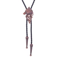 Magideal - Bolo Tie, Wolf Leather Rodeo Gift Native Alloy Vintage Ajustable Disfraz Para Navidad Cumpleaños Hombres Mujeres , Marrón