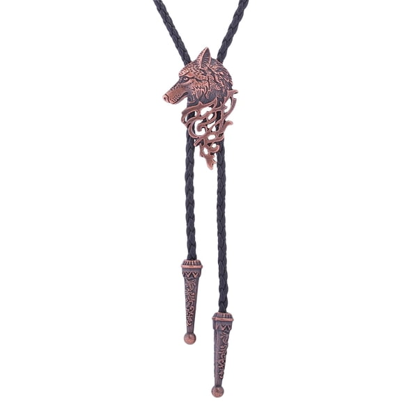 Bolo Tie, Wolf Leather Rodeo Gift Native Alloy vintage Ajustable Disfraz para Navidad Cumpleaños Hombres Mujeres , marrón