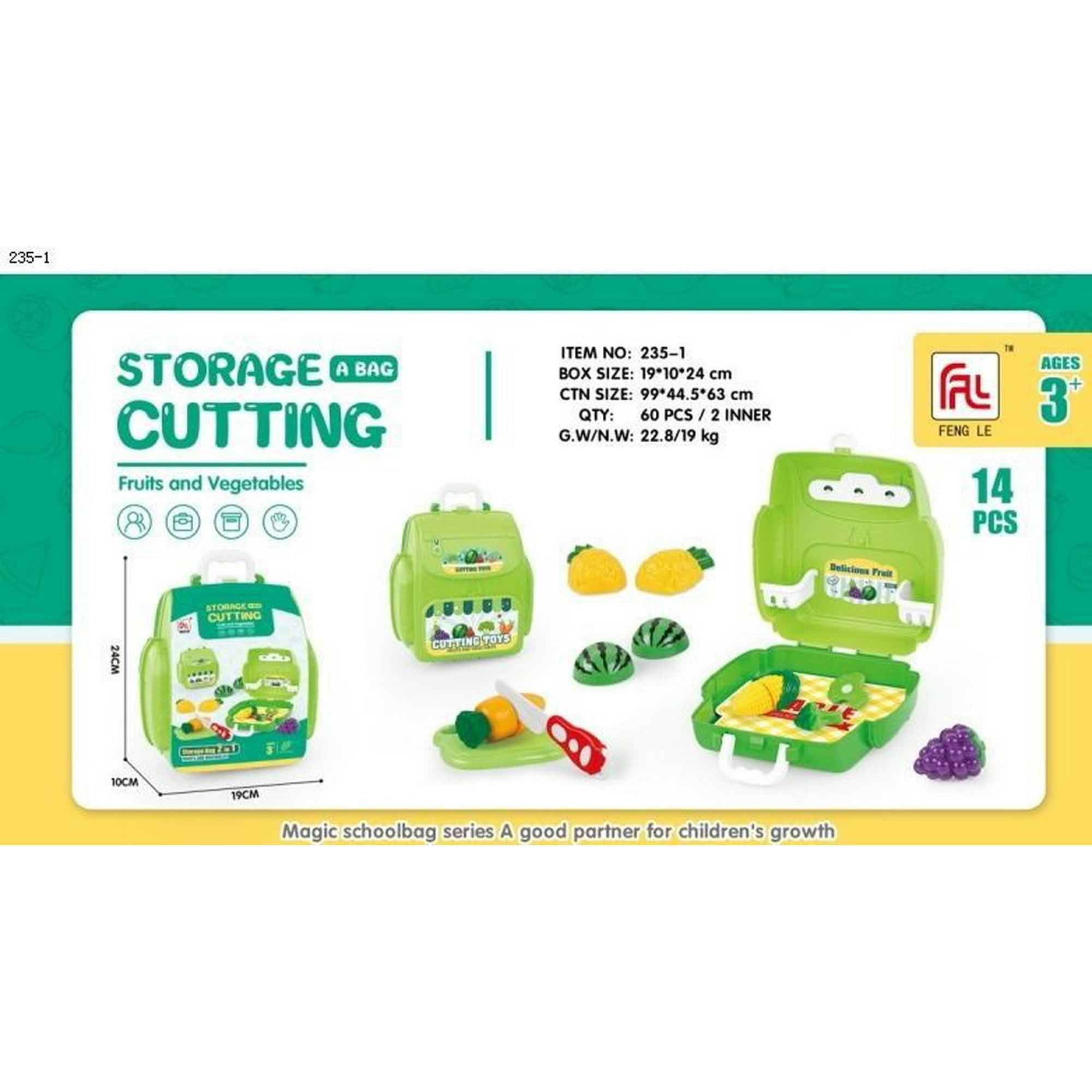 Genérico - Juguete Mini Maletin Para Cortar Frutas Verde