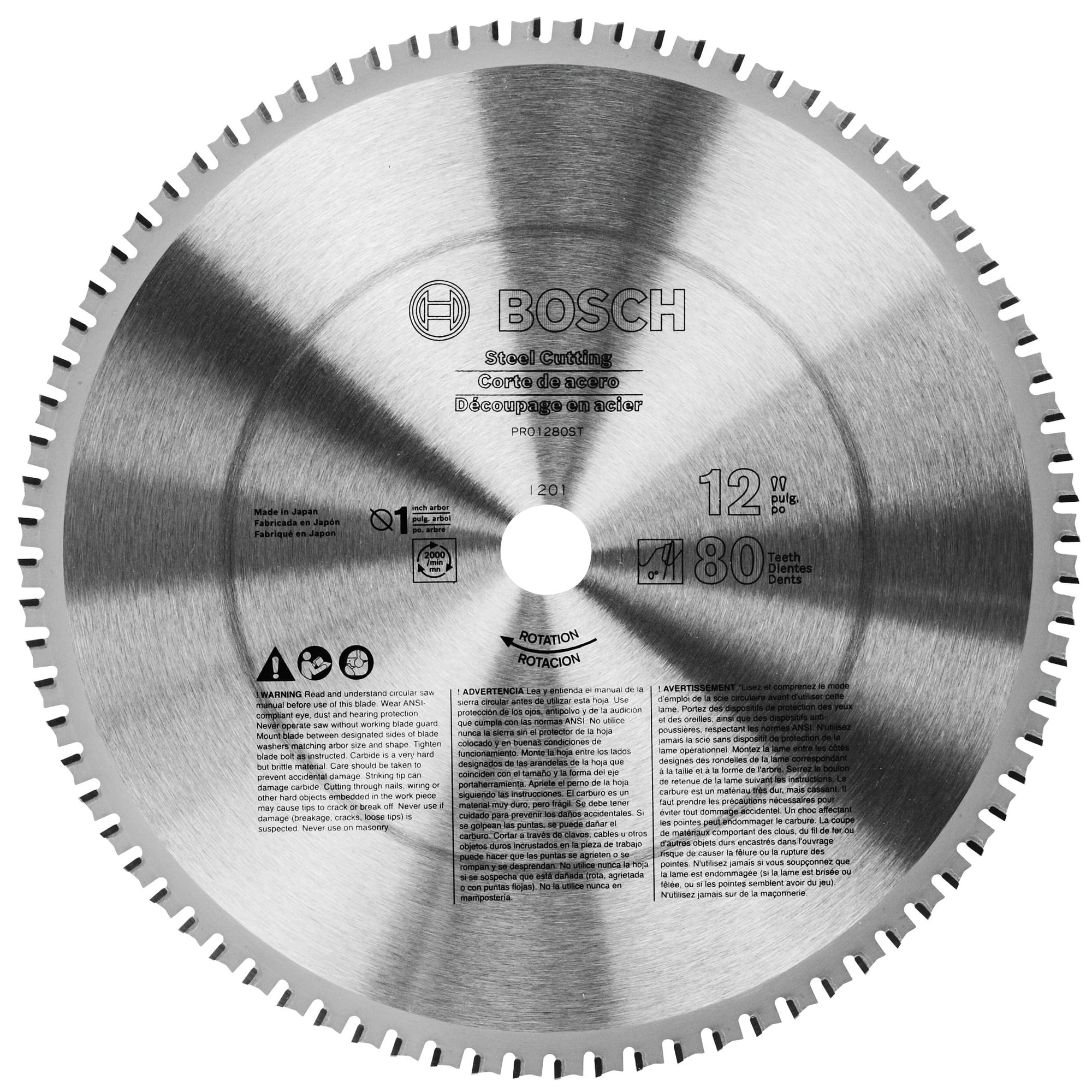 Hoja De Sierra Circular Bosch Pro1280st De 80 Dientes Y 30 Cm Para Metal