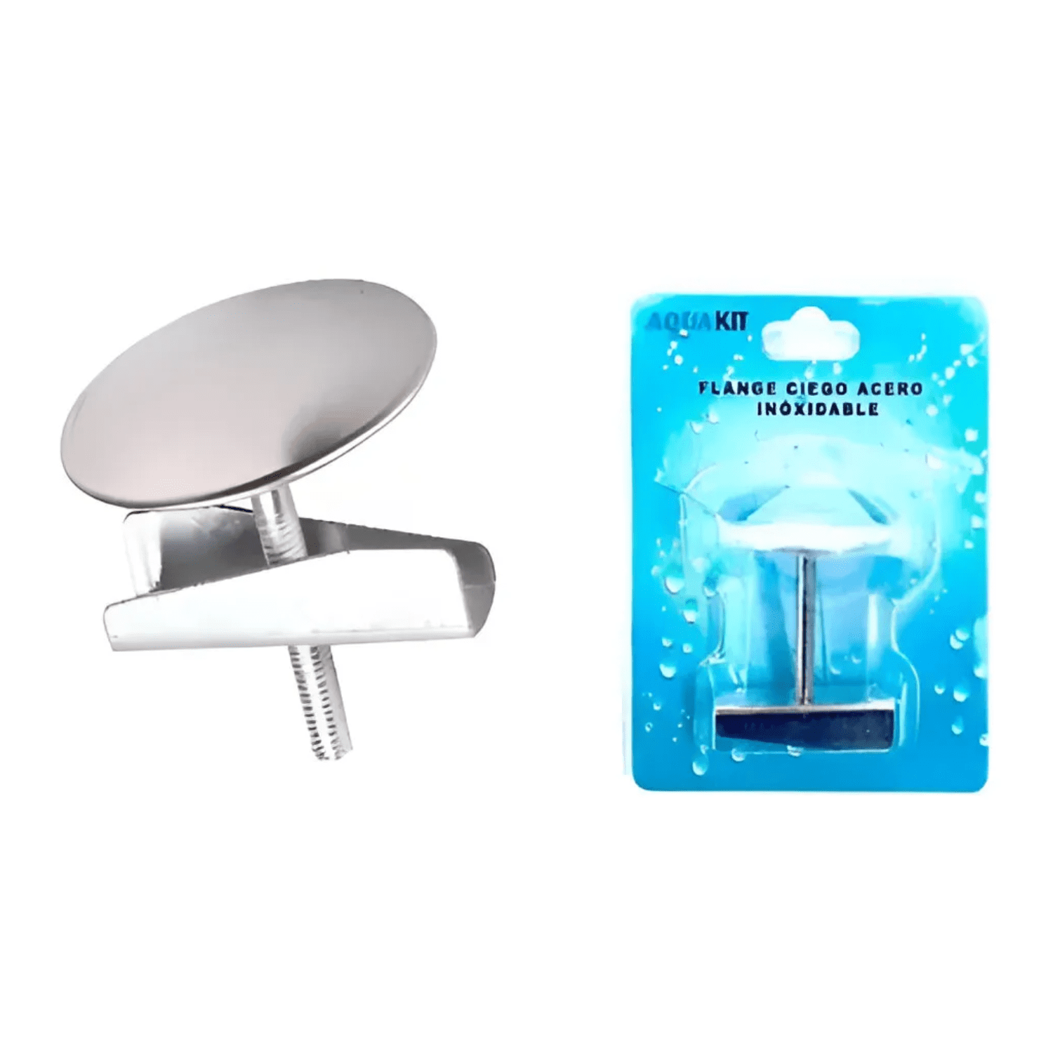 Aquakit - Piton Flange Ciego Acero Inox Tapa Lavaplatos Sin Cadena