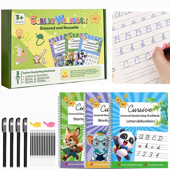 Cuaderno de Caligrafía Cursiva PEOCEFOY para Niños de 8 a 12 años con Tinta Reutilizable