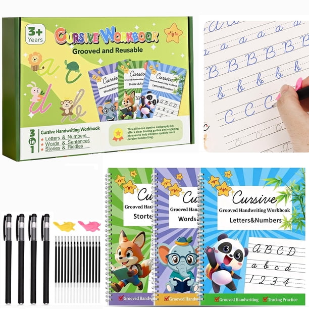 Cuaderno de Caligrafía Cursiva PEOCEFOY para Niños de 8 a 12 años con Tinta Reutilizable