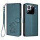 thumbnail image 1 of Funda de Gato tipo Libro para Xiaomi 15 Pro, Verde Oscuro, 1 of 6