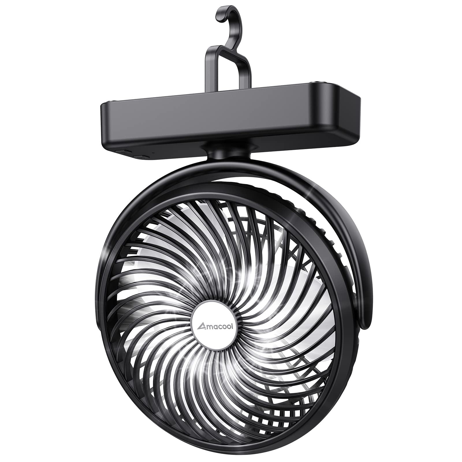 Ventilador De Camping Amacool De 10000 Mah Con Luz Led De 18 Cm, Funciona Con Usb