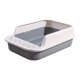thumbnail image 2 of Caja De Arena Para Gatos De Cara Alta, Antisalpicaduras, Semicerrada, Orinal Para Gatos, Inodoro Para Gatos, Blanco Y Gris, 2 of 5