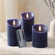 thumbnail image 1 of Velas sin llama Elyrae azul marino de cera real con LED y control remoto, 3 piezas, 1 of 9