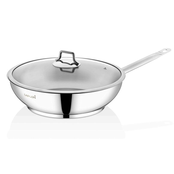 Sartén wok SAFLON de 30 cm de acero inoxidable con tapa