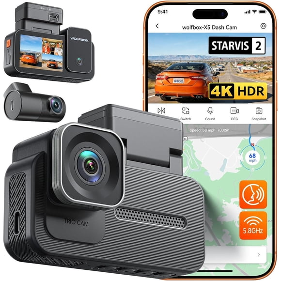 Cámara Auto WOLFBOX X5 3 Canal 4K Frontal STARVIS2 IMX678