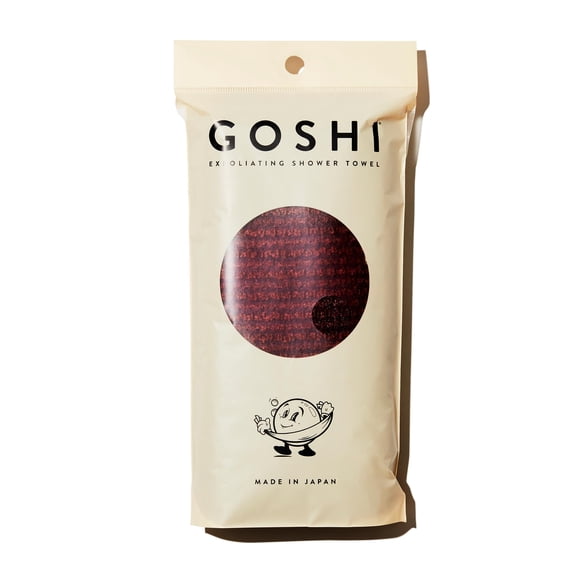Toalla de ducha exfoliante GOSHI, resistente a la rotura, color rojo ladrillo