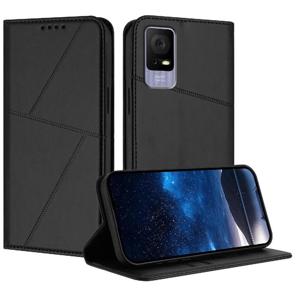 Funda Cartera Magnética para TCL 405 Protección Antichoque con Ranuras Negro