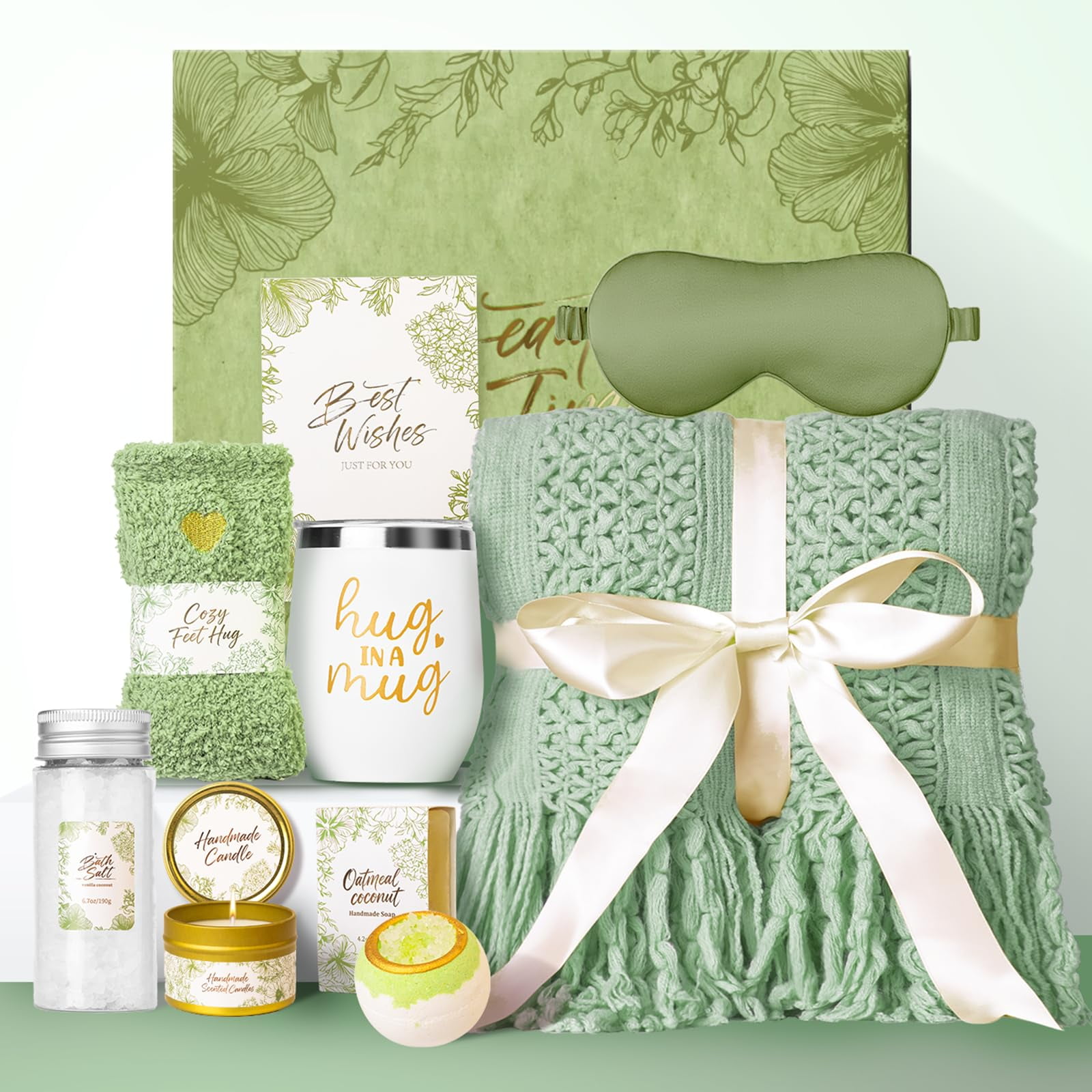 Set De Cuidado Personal Limsukmf En Canasta De Regalo Con Manta Tejida