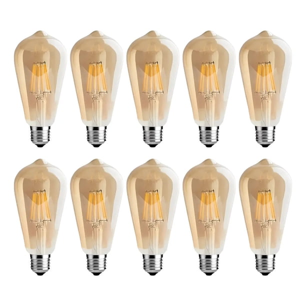 Ampolleta Pack X10 Vintage Led E27 4w Luz Calida Retro Decorativa Filamento Diseno Edison Hogar Terraza Taller FIGOIMPORT