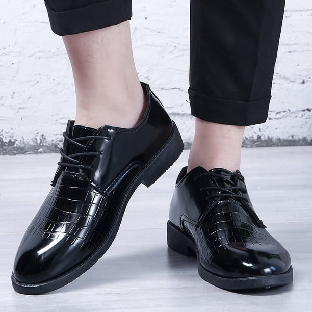 Zapatos de cuero para hombre, zapatos de hombre, zapatos de primavera y otoño, zapatos de cuero casuales negros para jóvenes, zapatos de cuero de vestir para hombre