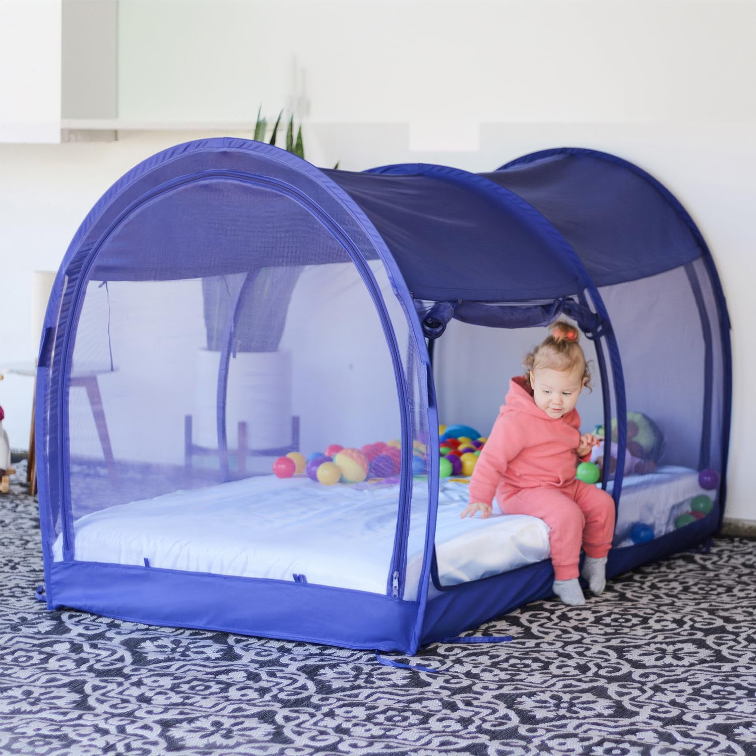 Leedor - Carpa Mosquitera Para Cama Azul Marino Individual 190 X 99 X 120 Cm
