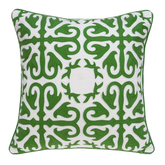 Cojín Parkland Collection Ceti verde y blanco 50 x 50 cm