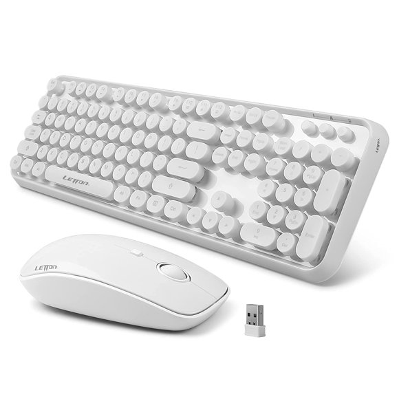 Teclado y Ratón LETTON Inalámbrico Blanco con Teclas Redondas