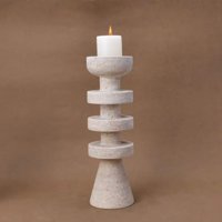 Santú Home & Deco - Candelabro Torre Alfil Figura Decorativa Travertino Grande