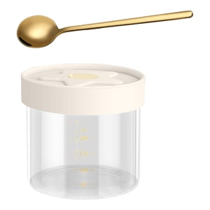 Magideal - Recipiente De Almacenamiento De Alimentos Transparente Contenedor De Almacenamiento Recipiente De Vidrio De Borosilicato Alto Con Escala Multifunción 200Ml Con Cuchara