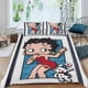 thumbnail image 2 of Betty Boop (2) Conjunto de sábanas temático, trío de piezas, cómodo y amigable con la piel, diseño único, regalo de decoración para el hogar para familiares, amigos y fans, 90 cm * 190 cm, 2 of 6