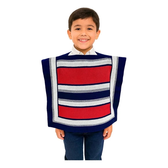 Poncho De Huaso Chileno Tricolor Fiestas Patrias 34x42cm