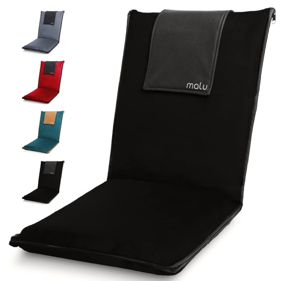 Silla de piso Malu acolchada con soporte lumbar - negra