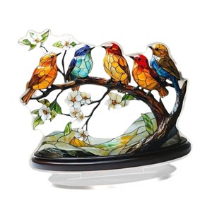 Bothyi - Adorno De Escritorio Con Forma De Rama De Pájaro, Placa Plana 2D Con Forma De Animal Para Oficina Y Interior.