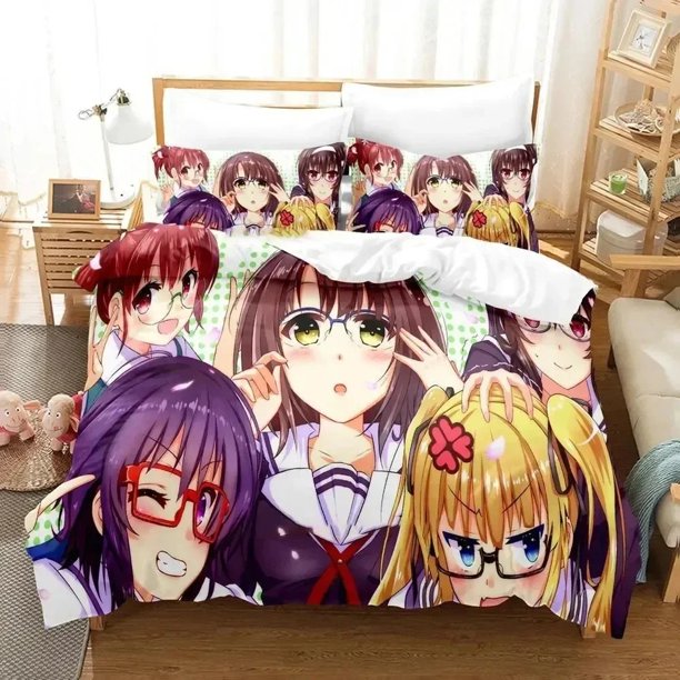 Saekano How to Raise a Boring Girlfriend Bedding Set Boys Girls Twin Queen Size Duvet Cover Pillowcase Bed Boys AdultBed Sheets