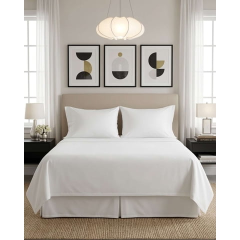 Imac Hogar - Juego De Sabanas De 200 Hilos King Blanco