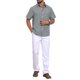 thumbnail image 2 of INSPIRE CHIC Camisas de Hombre de Regreso a Clases de Lino Liso con Bolsillo en el Pecho y Manga Corta con Cuello de Color Contrastante S Gris, 2 of 5