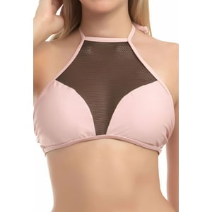 Samia - Bikini Estilo Sostén Con Transparencia Rosado L