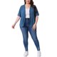 thumbnail image 2 of Agnes Orinda Cárdigan de Talla Grande para Mujeres Escuela Universidad Abotonado Transparente Cuello Redondo Manga Corta Suéter Tejido 4X Azul, 2 of 5