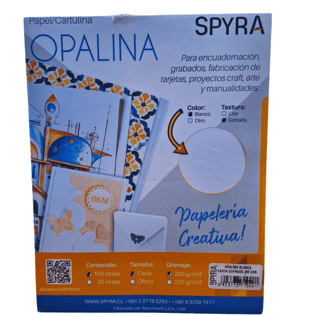 Spyra Opalina Tamaño Carta Gofrada 100 Hojas 200grs