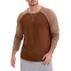 thumbnail image 4 of Camiseta de manga larga para hombre con bloques de color casual Raglán T-Shirt L marrón caqui, 4 of 6